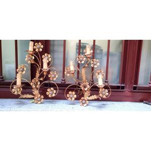 2 Appliques dorate  in ferro battuto 