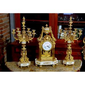 Antico Orologio con Candelieri  epoca Napoleone III 