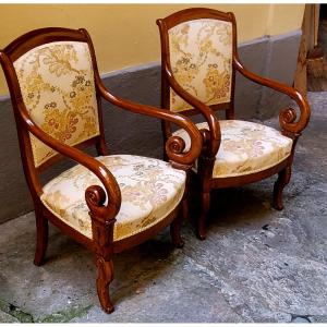 Antiche poltrone epoca Carlo x ,in legno di mogano ,di manifattura Francese . 