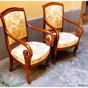 Antiche poltrone epoca Carlo x ,in legno di mogano ,di manifattura Francese .