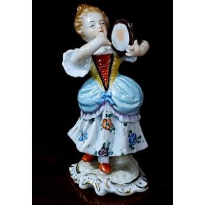 Antica statua in porcellana di manifattura tedesca Sitzendorf, Turingia