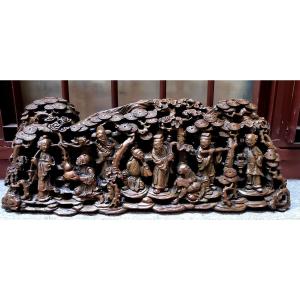 Antica scultura Cinese ,epoca 1800 in legno di noce cinese 