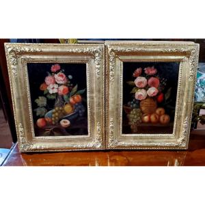 2 nature morte firmate Contini – Olio su tela, fine XIX / inizi XX secolo  