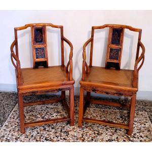 Coppia di poltroncine cinesi in legno – Epoca Qing, 1797-1820