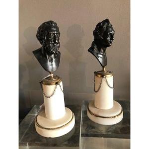 Pair Of Bronze Busts Of Kings Henri IV And Louix XV From The XIX Eme Century