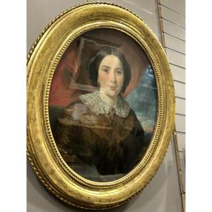 Pair Of Pastel Portraits By Eugène Deveria (paris 1808 - Pau 1865)