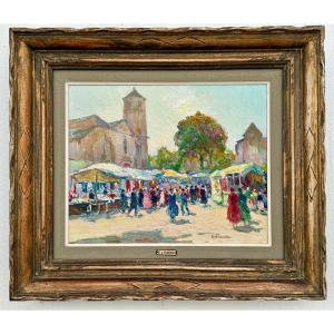 "fair At Vayrac" Pietro De Francisco (1873 - 1969)