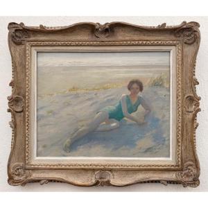 "paris Plage 1930" (le Touquet) Gosselin - Parelle Maurice (1876 - 1931)