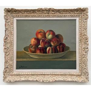 "still Life With Peaches" By Georges Rohner (1913-2000)