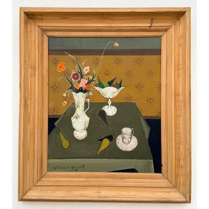 " Bouquet Of Flowers And Pears " Simon Auguste (1909 - 1987 )