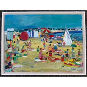 " Lively Beach " Robert Savary ( 1920 - 2000 )