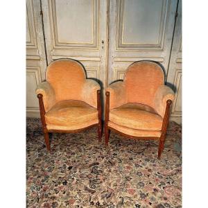 Pair Of Art Deco Armchair In The Taste Of Follot