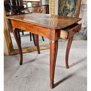 Louis XV Table In Cherry Wood With 2 Drawers 18 Eme