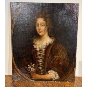 Oil Painting On Canvas Old Portrait 17th Century 