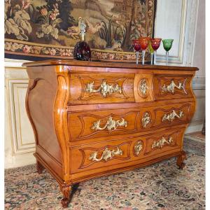 Louis XV Tomb Chest Of Drawers In Cherry Wood From The 18th Century 