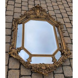 Napoleon III Gilded Glazing Bead Mirror
