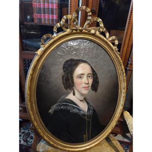 19th Century Portrait Painting On Canvas 