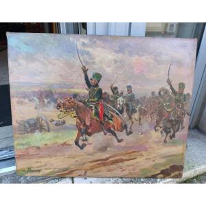 Painting By Henri Louis Dupray, Assault Of The Napoleonic Hussars