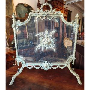 19th Century Louis XVI Style Bronze Fire Screen