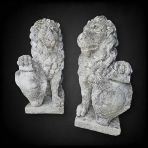 Pair Of Large Antique Lions 