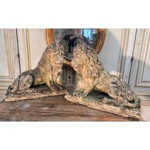 Pair Of Antique Lions