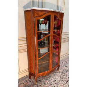 Curved Marquetry Display Case Stamped Mailfert
