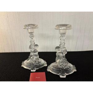 Baccarat Candle Holders Putto Decor