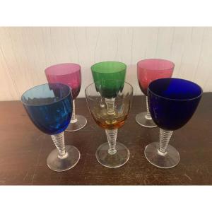 6 Grand Lieu Model Wine Glasses In Saint Louis Crystal (lot Price)model 1