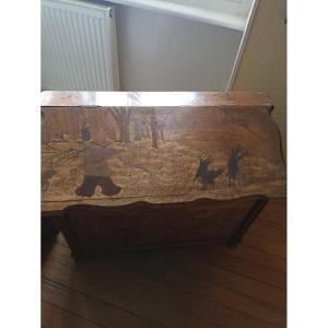 Emile Galle Art Nouveau Chest Anniversary Winter Landscape