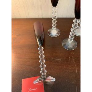 12 Flutissimo Vega Red Crystal Champagne Flutes From Baccarat (price Per Piece)