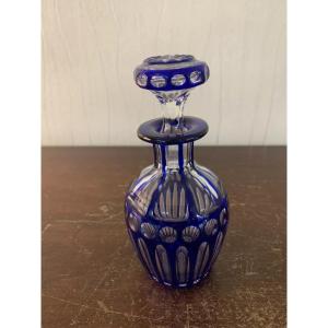 Baccarat Crystal Blue Overlay Perfume Bottle 