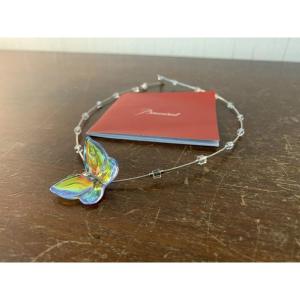 Baccarat Iridescent Crystal Butterfly Choker Necklace