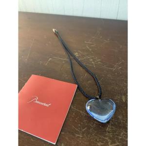 Sky Blue Heart Necklace In Baccarat Crystal