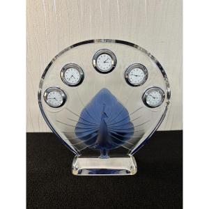 Lalique France 5-dial Crystal Table Clock