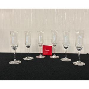 6 Champagne Flutes Capri Model Crystal By Baccarat (price Of 6)