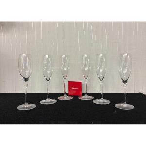 6 Saint Remy Model Champagne Flutes In Baccarat Crystal (price For 6 Flutes)