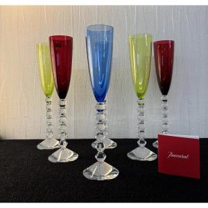 6 Flutissimo Vega Model Flutes In Baccarat Crystal (price For 6 Flutes)