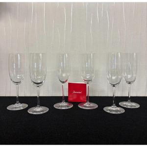 6 Champagne Flutes Model Perfection In Baccarat Crystal