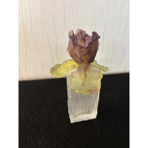 Quadrangular Perfume Bottle, Iris Model, Daum Crystal, France 