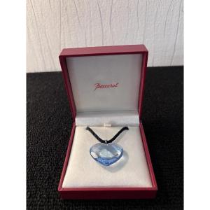 Sky Blue Heart Necklace In Baccarat Crystal