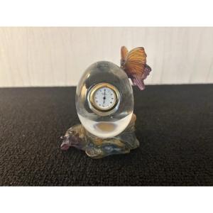 Daum France Crystal Butterfly Clock