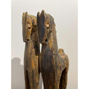 Helmut Schaffenacker (1921-2010) - Rare Sculpture With Two Horses