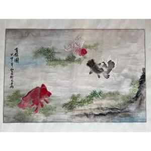 Large Mixed Media On Paper - China - Fish