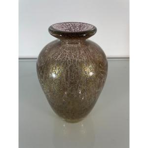 Jean-claude Novaro (1943-2014) - Superb Vase With Gold Glitter