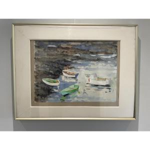 Micheline Mevel-roussel (1925-2022) - Boats In Camaret Sur Mer