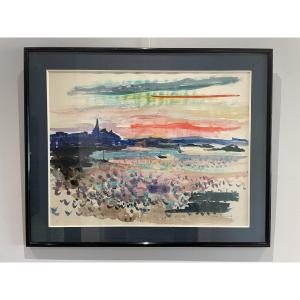 Renée Bernard (1901-2004) - Watercolor - Seaside In Brittany