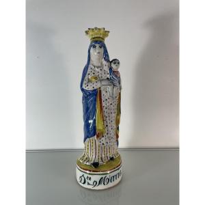 Quimper Earthenware - Large Polychrome Virgin - Hb Henriot