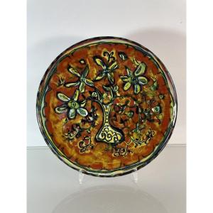 Paul Yvain / Yvin (1919-2007) - Keraluc - Plate With Flowers