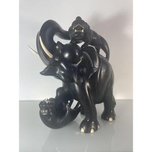 Indochina, Early 20th Century - Elephant & Tigers