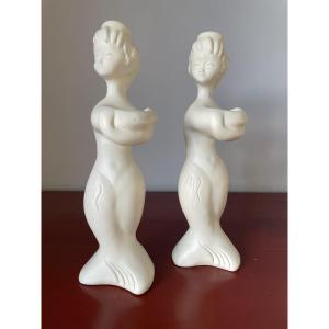 Isabelle Delecourt, Also Known As Bel Delecourt (1915-2017) - Large Candlesticks